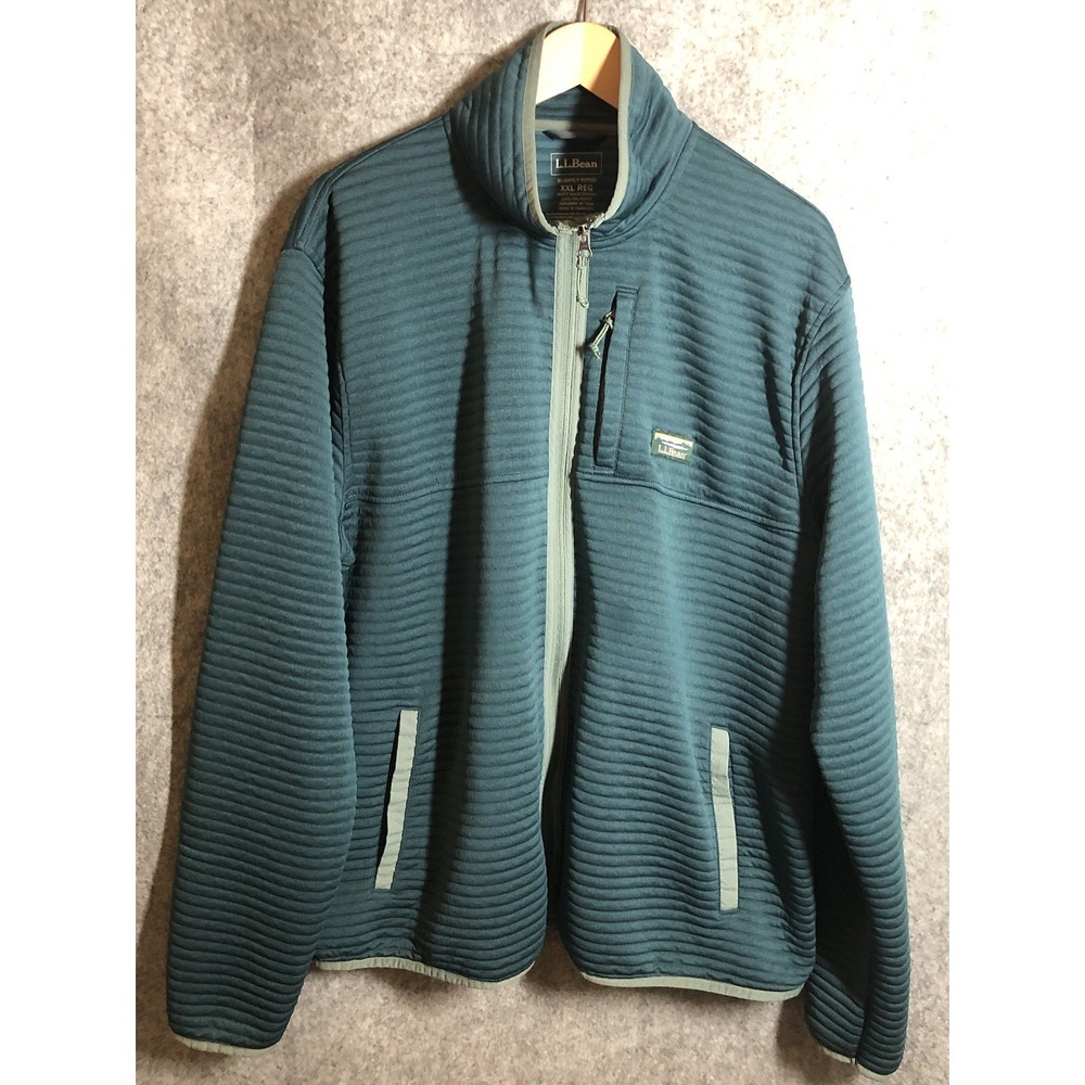 L.L. Bean Coat Mens 2XL Green Full Zip Airlight Knit Jacket Hike Camp Outdoor